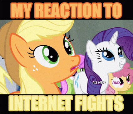 Size: 426x367 | Tagged: safe, edit, edited screencap, screencap, character:applejack, character:derpy hooves, character:rarity, species:pegasus, species:pony, episode:rainbow falls, g4, my little pony: friendship is magic, animated, apple brown betty (food), caption, eating, female, food, gif, image macro, mare, meme, puffy cheeks, reaction image, smiling, solo focus