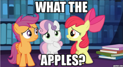 Size: 727x398 | Tagged: safe, edit, edited screencap, screencap, character:apple bloom, friendship is witchcraft, episode:the fault in our cutie marks, g4, my little pony: friendship is magic, apple, caption