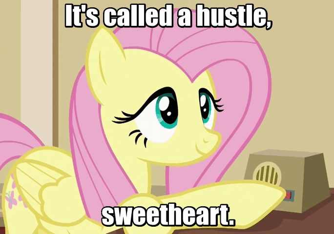 Size: 684x480 | Tagged: safe, edit, edited screencap, screencap, character:fluttershy, episode:viva las pegasus, g4, my little pony: friendship is magic, animated, caption, cute, gif, hustle, quote, shyabetes, squee, zootopia