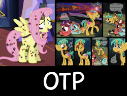 Size: 1500x1137 | Tagged: safe, edit, edited screencap, screencap, character:fluttershy, character:snails, character:snips, oc, oc:tails, comic:heads and tails, episode:every little thing she does, g4, my little pony: friendship is magic, centipede, insect, patreon