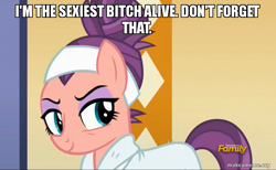 Size: 800x493 | Tagged: safe, edit, edited screencap, screencap, character:spoiled rich, episode:applejack's day off, discovery family logo, image macro, meme, sexiest pony alive, solo, vulgar