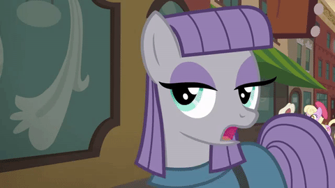 Size: 480x270 | Tagged: safe, edit, edited screencap, screencap, character:maud pie, episode:the gift of the maud pie, g4, my little pony: friendship is magic, animated, eyebrow wiggle, gif, image macro, lewd, meme, reaction image, smiling, text, when she smiles