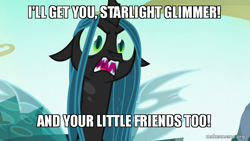 Size: 800x450 | Tagged: safe, edit, edited screencap, screencap, character:queen chrysalis, species:changeling, episode:to where and back again, g4, my little pony: friendship is magic, changeling queen, female, image macro, meme, solo, the wizard of oz