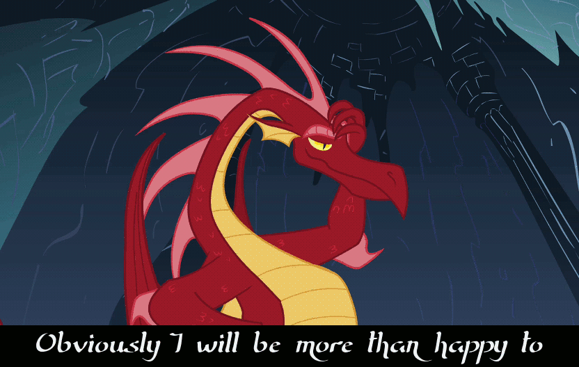 Size: 832x528 | Tagged: safe, edit, screencap, character:basil, character:rarity, species:dragon, species:pony, episode:dragonshy, g4, my little pony: friendship is magic, season 1, amulet, angry, animated, bracelet, caption, cave, close-up, crown, flattery, gif, giggling, grabbing, greed, jewelry, lidded eyes, preening, regalia, ring, running, scales, scared, shocked, sound effects, text, thief, treasure