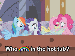 Size: 320x240 | Tagged: safe, edit, edited screencap, screencap, character:fluttershy, character:pinkie pie, character:rainbow dash, character:rarity, episode:bridle gossip, g4, my little pony: friendship is magic, animated, caption, censored, image macro