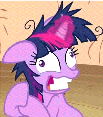 Size: 350x395 | Tagged: safe, edit, edited screencap, screencap, character:twilight sparkle, character:twilight sparkle (unicorn), species:pony, species:unicorn, episode:lesson zero, g4, my little pony: friendship is magic, animated, code lyoko, cropped, female, gif, glowing horn, horn, mare, nightmare fuel, possessed, solo, this will end in death, twilight snapple, wingding eyes, xana