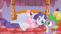 Size: 854x475 | Tagged: safe, edit, edited screencap, screencap, character:rarity, character:spike, ship:sparity, episode:suited for success, g4, my little pony: friendship is magic, female, male, shipping, straight