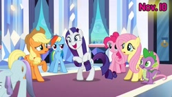Size: 640x360 | Tagged: safe, edit, edited screencap, screencap, character:applejack, character:fluttershy, character:pinkie pie, character:rainbow dash, character:rarity, character:sapphire joy, character:spike, species:crystal pony, species:pony, episode:the crystal empire, g4, my little pony: friendship is magic, dat butt, gangnam style, meme
