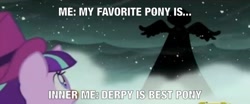 Size: 583x243 | Tagged: safe, edit, edited screencap, screencap, character:princess luna, character:snowfall frost, character:starlight glimmer, episode:a hearth's warming tail, g4, my little pony: friendship is magic, meme, spirit of hearth's warming yet to come, text
