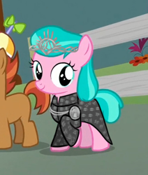 Size: 323x381 | Tagged: safe, edit, edited screencap, screencap, character:aquamarine, character:button mash, character:liquid button, episode:crusaders of the lost mark, g4, my little pony: friendship is magic, aquamarine wears everything, cropped, outfit