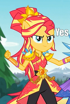 Size: 230x338 | Tagged: safe, edit, edited screencap, screencap, character:sunset shimmer, character:twilight sparkle, character:twilight sparkle (scitwi), species:eqg human, equestria girls:legend of everfree, g4, my little pony: equestria girls, my little pony:equestria girls, animated, clothing, cropped, gif, pants, ponied up, super ponied up