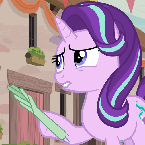 Size: 506x506 | Tagged: safe, edit, edited screencap, screencap, character:starlight glimmer, episode:to where and back again, g4, my little pony: friendship is magic, animated, female, gif, leek, leek spin, solo