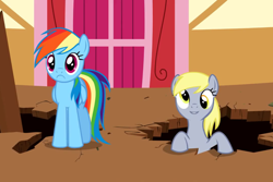 Size: 960x640 | Tagged: safe, edit, screencap, character:derpy hooves, character:rainbow dash, species:pegasus, species:pony, episode:the last roundup, g4, my little pony: friendship is magic, :c, female, inverted mouth, mare