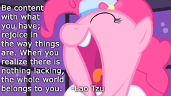 Size: 800x450 | Tagged: safe, edit, edited screencap, screencap, character:pinkie pie, episode:the best night ever, g4, my little pony: friendship is magic, female, open mouth, quote, solo, text, tongue out