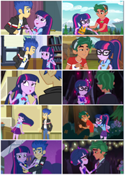 Size: 606x846 | Tagged: safe, edit, edited screencap, screencap, character:flash sentry, character:timber spruce, character:twilight sparkle, character:twilight sparkle (scitwi), species:eqg human, ship:flashlight, ship:timbertwi, equestria girls:equestria girls, equestria girls:legend of everfree, equestria girls:rainbow rocks, g4, my little pony: equestria girls, my little pony:equestria girls, camp everfree logo, camp everfree outfits, clothing, comparison, male, shipping, straight, twolight