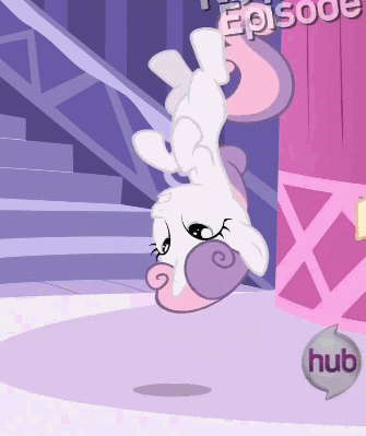 Size: 335x399 | Tagged: safe, edit, edited screencap, screencap, character:sweetie belle, episode:princess twilight sparkle, g4, my little pony: friendship is magic, abuse, animated, female, gif, hub logo, loop, reversed, solo, sweetiebuse, the hub
