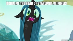 Size: 600x337 | Tagged: safe, edit, edited screencap, screencap, character:queen chrysalis, species:changeling, episode:to where and back again, g4, my little pony: friendship is magic, changeling queen, female, former queen chrysalis, image macro, meme, solo