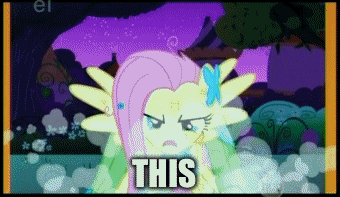 Size: 340x197 | Tagged: safe, edit, edited screencap, screencap, character:fluttershy, species:pony, episode:the best night ever, g4, my little pony: friendship is magic, 300, animated, clothing, dress, female, flutterrage, gala dress, gif, king leonidas, ponibooru leftovers, solo, spread wings, text, this is sparta, wings, yelling
