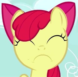 Size: 389x386 | Tagged: safe, edit, edited screencap, screencap, character:apple bloom, episode:a friend in deed, g4, my little pony: friendship is magic, inverted mouth, inverted smile