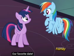 Size: 500x378 | Tagged: safe, edit, screencap, character:rainbow dash, character:twilight sparkle, character:twilight sparkle (alicorn), species:alicorn, species:pegasus, species:pony, flying, implied lesbian, implied shipping, implied twidash, meme, youtube caption