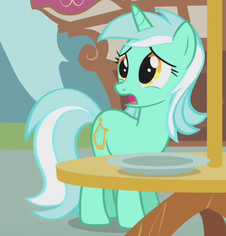 Size: 441x461 | Tagged: safe, edit, edited screencap, screencap, character:lyra heartstrings, species:pony, species:unicorn, episode:swarm of the century, g4, my little pony: friendship is magic, animated, cropped, crying, cute, female, floppy ears, gif, looking back, lyrabetes, mare, reversed, sad, sadorable, solo, standing, table, wavy mouth