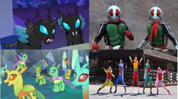 Size: 1440x808 | Tagged: safe, edit, screencap, species:changeling, species:reformed changeling, episode:to where and back again, g4, my little pony: friendship is magic, comparison, crossover, kamen rider, kamen rider ichigo, kamen rider nigo, kamen sentai gorider