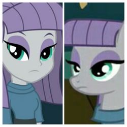 Size: 1024x1024 | Tagged: safe, edit, edited screencap, screencap, character:maud pie, species:earth pony, species:pony, my little pony:equestria girls, clothing, comparison, looking at you