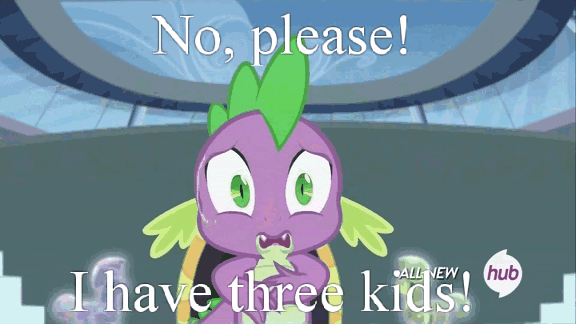 Size: 576x324 | Tagged: safe, edit, edited screencap, screencap, character:spike, species:crystal pony, species:pony, episode:equestria games, g4, my little pony: friendship is magic, animated, crystal guard, gif, guard, hub logo, hubble, image macro, meme, scared, spongebob squarepants, squilliam returns, the hub