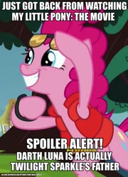 Size: 693x960 | Tagged: safe, edit, edited screencap, screencap, character:pinkie pie, episode:what about discord?, g4, my little pony: friendship is magic, back to the future, crossover, female, image macro, implied time travel, meme, pinkie mcpie, solo, spoiler alert, star wars
