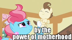 Size: 640x360 | Tagged: safe, edit, edited screencap, screencap, character:cup cake, character:pound cake, species:pony, episode:baby cakes, g4, my little pony: friendship is magic, baby, baby pony, diaper, foal, he-man, image macro, meme