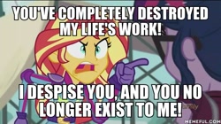 Size: 600x337 | Tagged: safe, edit, edited screencap, screencap, character:sunset shimmer, character:twilight sparkle, character:twilight sparkle (scitwi), species:eqg human, equestria girls:friendship games, g4, my little pony: equestria girls, my little pony:equestria girls, angry, exploitable meme, image macro, meme, sunset yells at twilight, the loud house