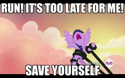 Size: 1280x800 | Tagged: safe, edit, edited screencap, screencap, character:twilight sparkle, character:twilight sparkle (alicorn), species:alicorn, species:pony, episode:three's a crowd, g4, my little pony: friendship is magic, all new, halp, image macro, meme, monster, screaming, tentacles, text, you know for kids