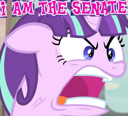 Size: 442x402 | Tagged: safe, edit, edited screencap, screencap, character:starlight glimmer, episode:the cutie map, g4, my little pony: friendship is magic, caption, crossover, emperor palpatine, expand dong, exploitable meme, i am the law, i am the senate, image macro, meme, ragelight glimmer, revenge of the sith, sheevposting, star wars
