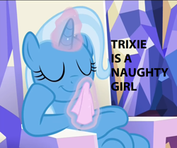 Size: 920x768 | Tagged: safe, edit, edited screencap, screencap, character:trixie, species:pony, species:unicorn, episode:all bottled up, g4, my little pony: friendship is magic, cropped, female, mare, napkin, solo