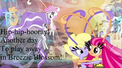 Size: 1280x720 | Tagged: safe, edit, edited screencap, screencap, species:breezies, episode:it ain't easy being breezies, episode:the princess promenade, g3, g4, my little pony: friendship is magic, breezie world, cute, diabreezies, lyrics, song, text