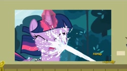 Size: 1280x718 | Tagged: safe, edit, edited screencap, screencap, character:twilight sparkle, character:twilight sparkle (alicorn), species:alicorn, species:pony, episode:a flurry of emotions, g4, my little pony: friendship is magic, a thousand nights in a hallway, brazzers, discovery family logo, exploitable meme, lactation, meme, milk, milk squirt, out of context