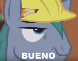 Size: 1314x1035 | Tagged: safe, edit, edited screencap, screencap, character:hard hat, species:pony, episode:fluttershy leans in, g4, my little pony: friendship is magic, bueno, clothing, fluttershy le, hard hat, hat, pencil, solo