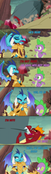 Size: 1280x4345 | Tagged: safe, edit, edited screencap, screencap, character:garble, character:princess ember, character:spike, species:dragon, episode:gauntlet of fire, g4, my little pony: friendship is magic, absurd resolution, boulder, comic, dialogue, dragon armor, monty python, monty python and the holy grail, parody, screencap comic
