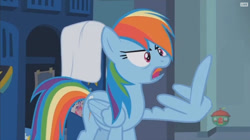 Size: 608x340 | Tagged: safe, edit, edited screencap, screencap, character:rainbow dash, species:pony, episode:parental glideance, g4, my little pony: friendship is magic, middle feather, middle finger, vulgar, wing gesture, wing hands