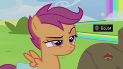 Size: 1277x713 | Tagged: safe, edit, edited screencap, screencap, character:scootaloo, species:pegasus, species:pony, episode:parental glideance, g4, my little pony: friendship is magic, doubt, female, l.a. noire, playstation 3, rockstar, solo