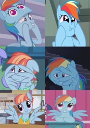 Size: 678x960 | Tagged: safe, edit, edited screencap, screencap, character:bow hothoof, character:rainbow dash, character:windy whistles, species:pegasus, species:pony, episode:applebuck season, episode:castle mane-ia, episode:daring don't, episode:parental glideance, g4, my little pony: friendship is magic, comparison, cute, dashabetes, dashface, female, like mother like daughter, mare, runs in the family, windybetes, wing hands, wrong aspect ratio