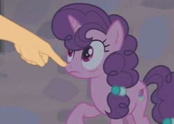 Size: 1295x920 | Tagged: safe, edit, edited screencap, screencap, character:sugar belle, species:pony, episode:hard to say anything, g4, my little pony: friendship is magic, boop, boop edit, finger, hand