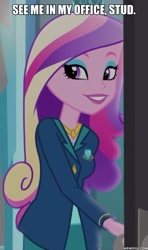 Size: 600x1011 | Tagged: safe, edit, edited screencap, screencap, character:dean cadance, character:princess cadance, equestria girls:friendship games, g4, my little pony: equestria girls, my little pony:equestria girls, bronybait, caption, cropped, female, image macro, meme, solo, this will end in snu snu