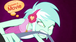 Size: 640x360 | Tagged: safe, edit, edited screencap, screencap, character:lyra heartstrings, episode:all's fair in love & friendship games, g4, my little pony: equestria girls, my little pony:equestria girls, angry, fantastic four, female, marvel, solo, thought bubble