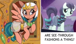 Size: 1435x846 | Tagged: safe, edit, edited screencap, screencap, character:coloratura, character:somnambula, species:earth pony, species:pegasus, species:pony, episode:the mane attraction, g4, legends of magic, my little pony: friendship is magic, spoiler:comic, spoiler:comiclom5, flying, plot, see-through, smiling, spread wings, wings