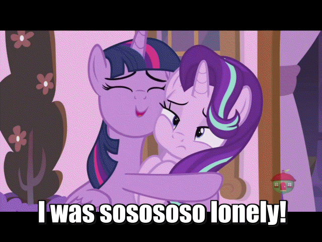 Size: 640x480 | Tagged: safe, edit, edited screencap, screencap, character:starlight glimmer, character:twilight sparkle, character:twilight sparkle (alicorn), species:alicorn, species:pony, species:unicorn, episode:a royal problem, g4, my little pony: friendship is magic, animated, boop, caption, female, gif, gif with captions, hug, implied lesbian, implied sex, implied shipping, implied twistarlight, mare, meme