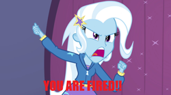 Size: 1280x714 | Tagged: safe, edit, edited screencap, screencap, character:trixie, equestria girls:rainbow rocks, g4, my little pony: equestria girls, my little pony:equestria girls, female, image macro, meme, reference, solo, trixie yells at everything, tv show