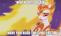 Size: 792x474 | Tagged: safe, edit, edited screencap, screencap, character:daybreaker, character:princess celestia, species:alicorn, species:pony, episode:a royal problem, g4, my little pony: friendship is magic, female, mane of fire, mare, rumor, solo