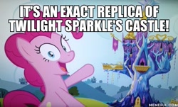 Size: 600x362 | Tagged: safe, edit, edited screencap, screencap, character:pinkie pie, species:pony, episode:rock solid friendship, g4, my little pony: friendship is magic, female, image macro, meme, solo, spongebob squarepants, twilight's castle, welcome to the chum bucket