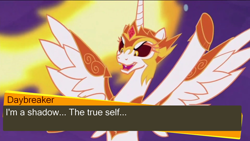 Size: 1920x1080 | Tagged: safe, edit, edited screencap, screencap, character:daybreaker, character:princess celestia, species:pony, episode:a royal problem, g4, my little pony: friendship is magic, crossover, female, meme, persona, persona 4, solo